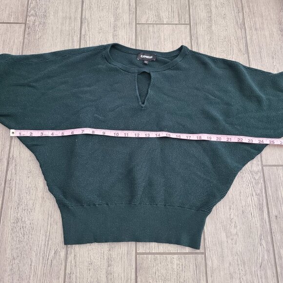Express Forest Green Keyhole Ribbed Sweater Women's Size Medium - Picture 6 of 10